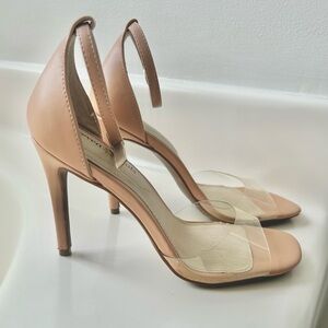 Seven Dials Nude Heels with Clear Strap. Excellent condition